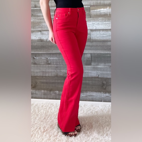 RESTOCK ALERT! judy blue high waist tummy control top red flares JB88833REG - Picture 9 of 12